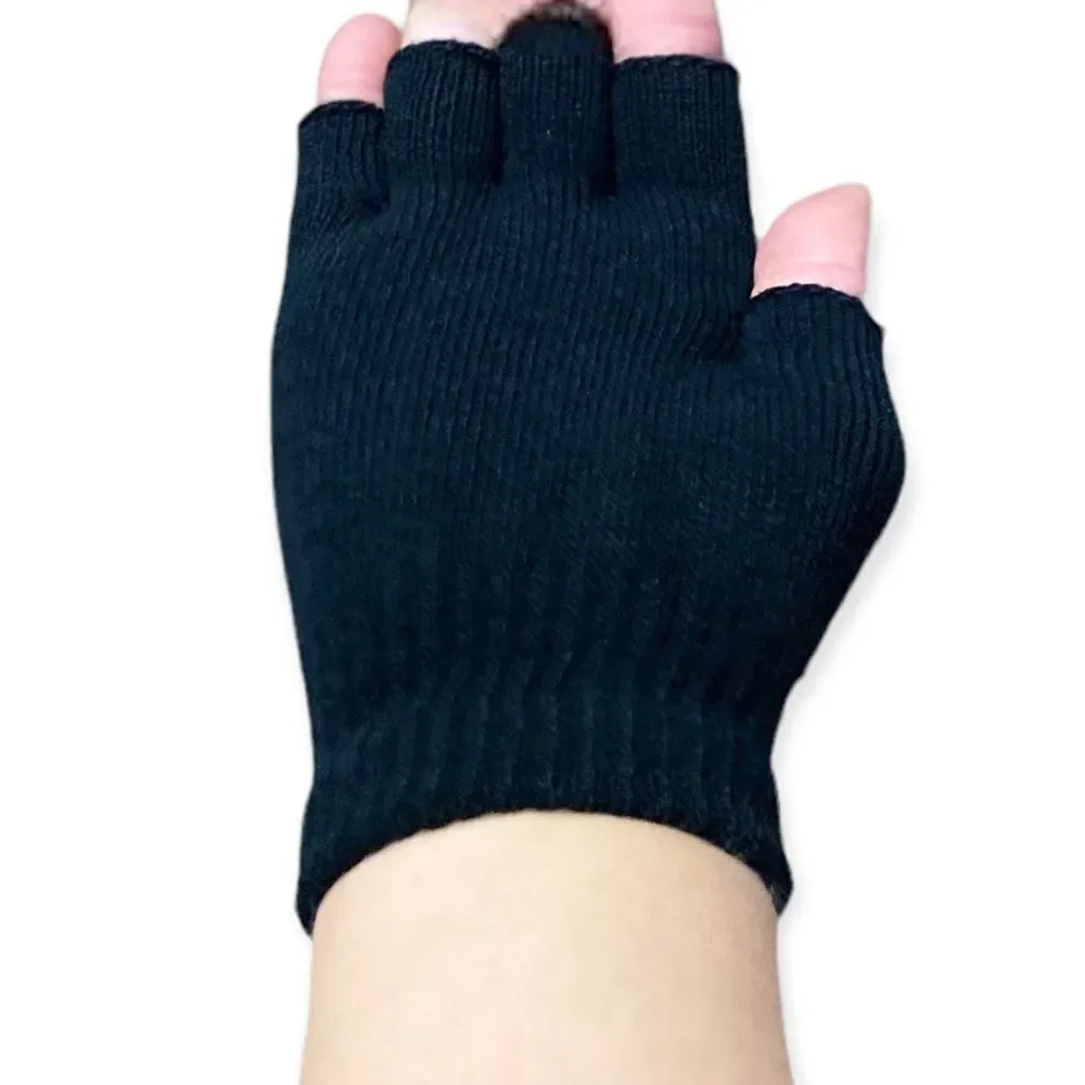 Gothic Glow In The Dark Skeleton Fingers Black Knit Shirt Cover Gloves NEW